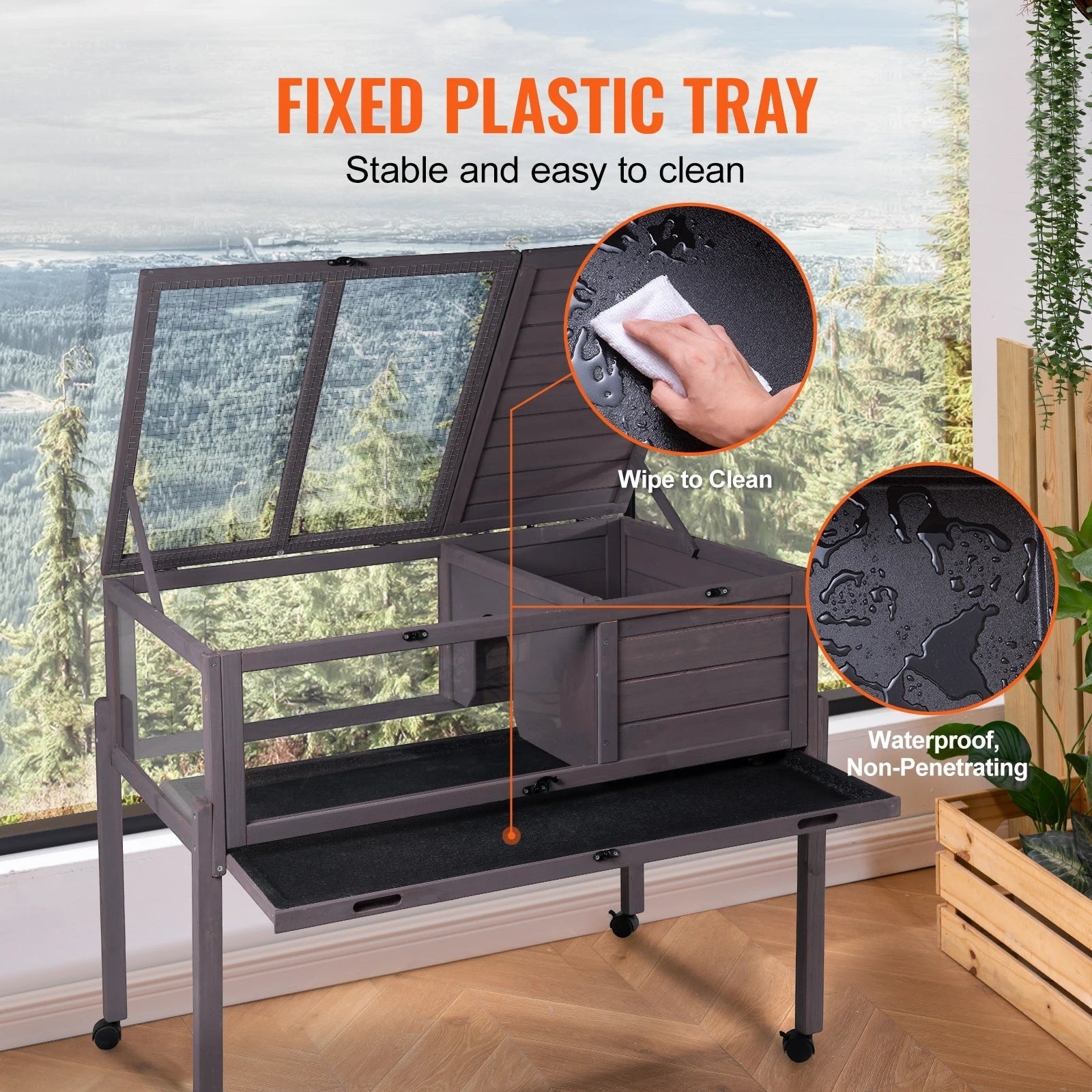 SucceBuyTortoise Habitat Tortoise House Indoor&Outdoor Rolling Tortoise Enclosure with Light Stand Reptile Enclosure Animal Cage