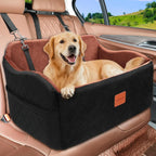 Memory Foam Dog Car Seat for Medium/Large Dogs, Booster Seat for Backseat with Safety Leashes, Black/Grey, Large