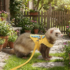 Adjustable Ferret Vest Harness Dinosaur Shape Escape-Proof Pet Traction Rope Comfortable with Bell Guinea Pig Safety Vest