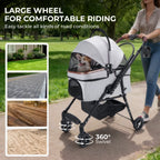 4-Wheel Foldable Pet Stroller for Dogs & Cats with 360° Rotating Wheels, Separable Carrier & Travel Bag for Small Animals