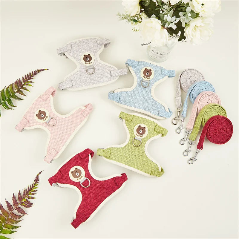 Cartoon Print Cat Rabbit Harness and Leash Set Bunny Rabbits Pet Accessories Bunnies Vest Clothes Lapin Accessoires Pour Animaux