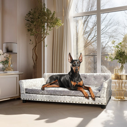 Dutch Velvet Pet Lounge Chair — Eucalyptus Wood Frame