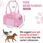 Pet Carrier Purse for Small Dogs Cats, Bling Waterproof Premium Leather Travel Bag, Airline Approved
