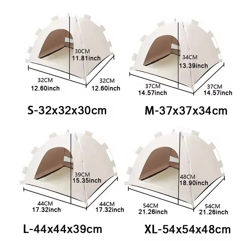 Portable Cat Tent Bed Breathable Oxford Pet House with Double-sided Mat Summer Cooling Cat Cave for Indoor Outdoor Cats Dogs