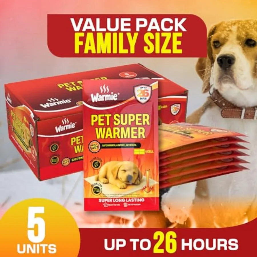 Super Warmer for Dogs and Cats Air‑Activated Pet Heat Packs Bigger and Wider for Bed and Crate Warmth All‑Natural, Odorless, St