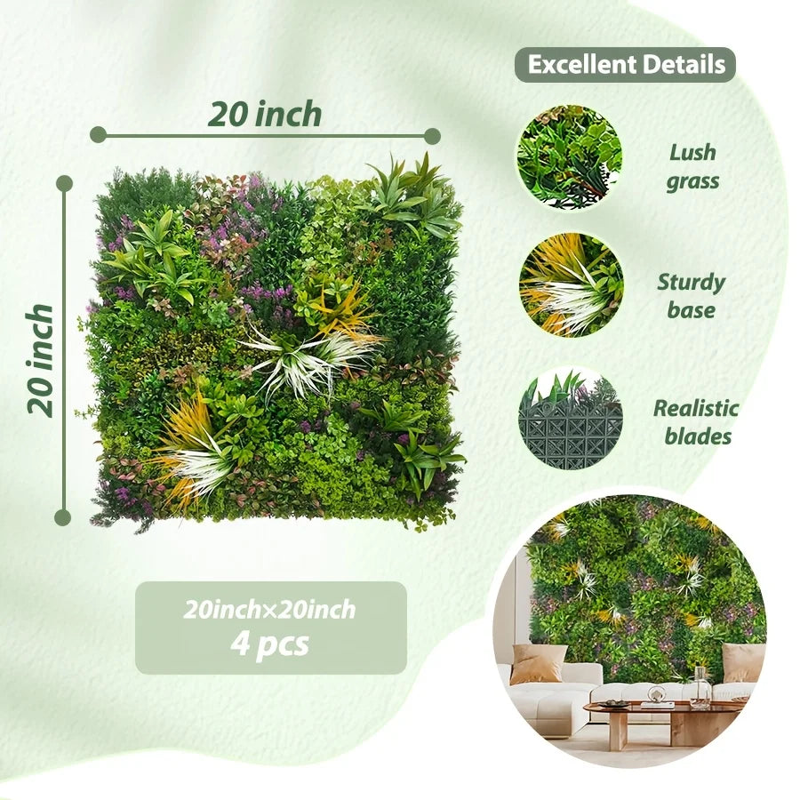 Artificial Grass Wall Roll, Boxwood Hedge Wall Panels UV-Anti Grass Backdrop Wall Decor, Greenery Privacy Hedge Screen for Indoor Outdoor Patio Balcony, Party Garden Fence