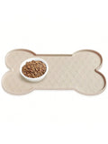 1PC Bone Shape Non-Slip Silicone Pet Placemat, Raised Edge Pet Feeding Tray For Food And Water, Anti-Spill Feed Mat For Small Medium Dogs And Cats, Easy Clean Purable Bowl Mat