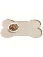 1PC Bone Shape Non-Slip Silicone Pet Placemat, Raised Edge Pet Feeding Tray For Food And Water, Anti-Spill Feed Mat For Small Medium Dogs And Cats, Easy Clean Purable Bowl Mat