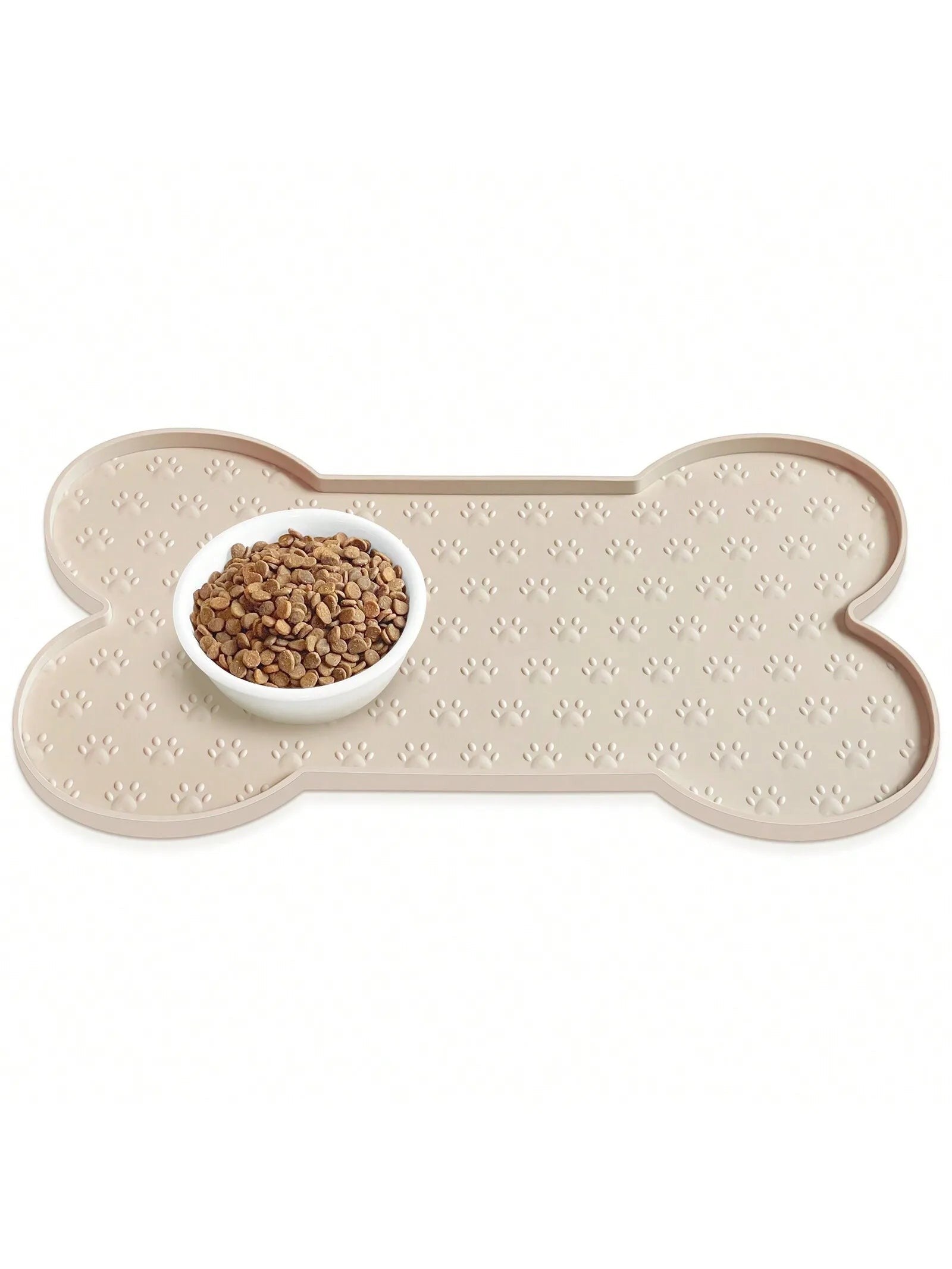 1PC Bone Shape Non-Slip Silicone Pet Placemat, Raised Edge Pet Feeding Tray For Food And Water, Anti-Spill Feed Mat For Small Medium Dogs And Cats, Easy Clean Purable Bowl Mat
