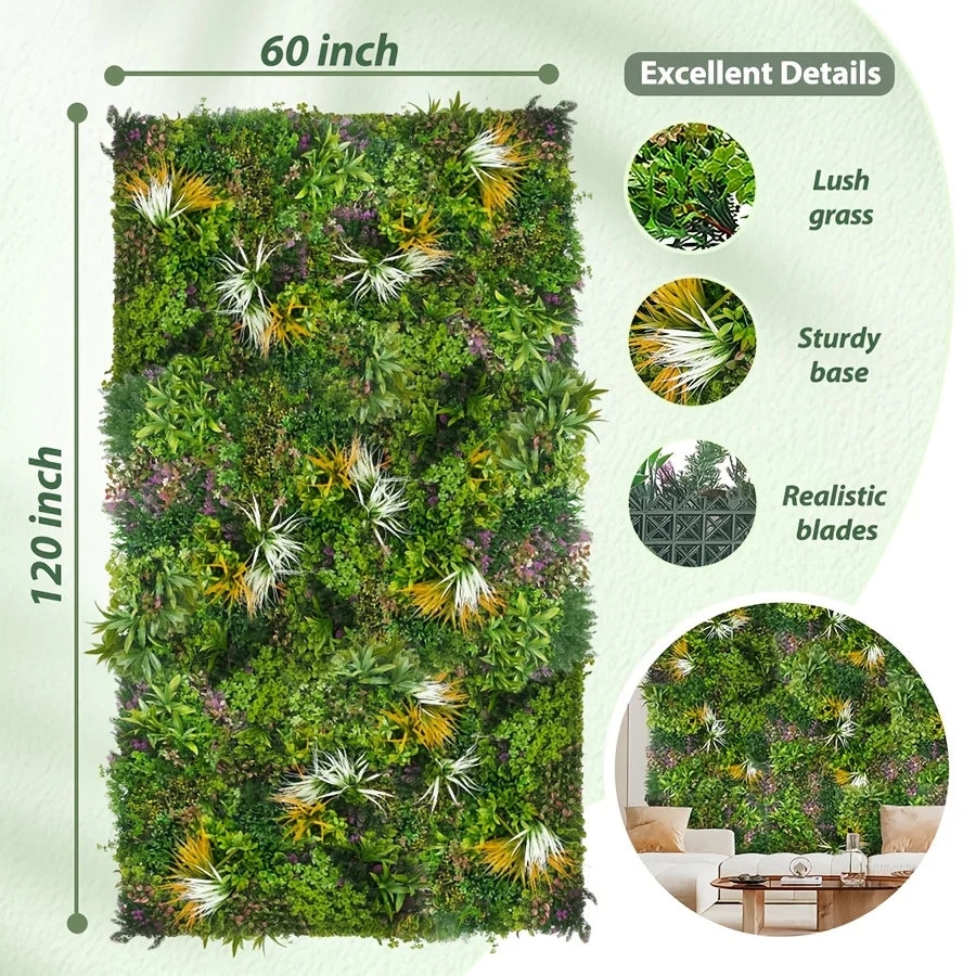 Artificial Grass Wall Roll, Boxwood Hedge Wall Panels UV-Anti Grass Backdrop Wall Decor, Greenery Privacy Hedge Screen for Indoor Outdoor Patio Balcony, Party Garden Fence