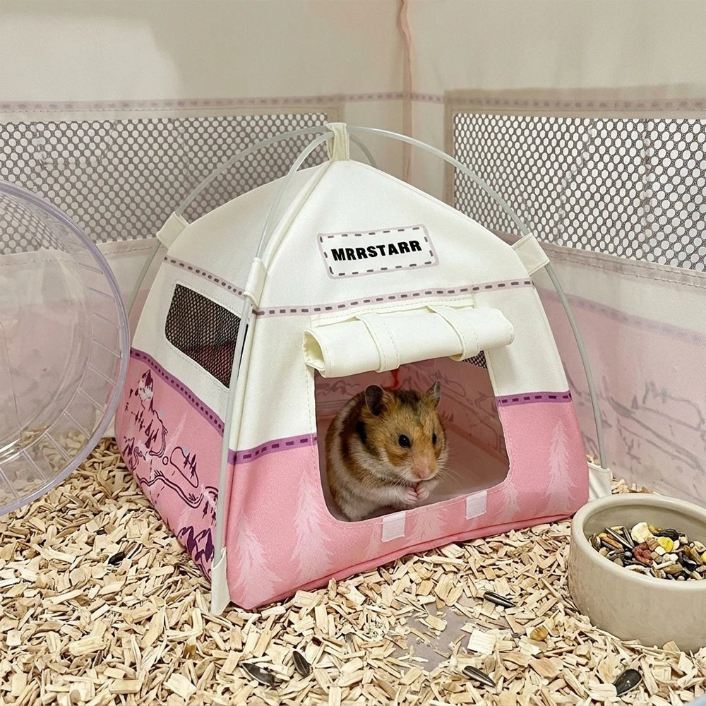 1PC Breathable Mesh Small Pet Tent Hamster Hideout Foldable Parrot Cage Nest Sugar Glider Sleeping Beds Guinea Pig Cozy Habitats