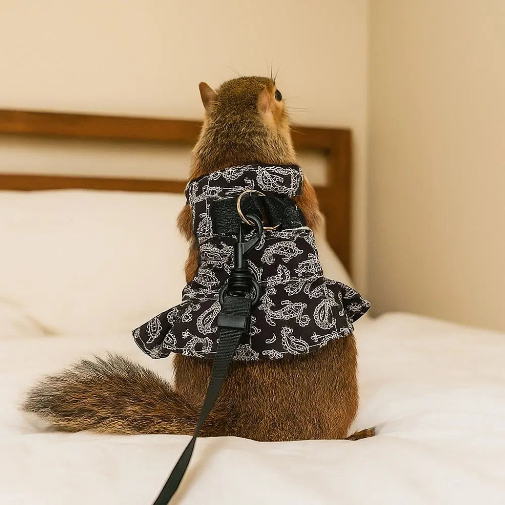 Soft Lizard Leash Harness Adjustable Escape-Proof Bearded Dragon Traction Rope Floral Pattern Breathable Reptile Harness Dress