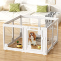 Clear Acrylic Dog Play Pen Indoors 24", 8 Panels Transparent Puppy Playpen with Door for Small Dogs Puppies, Modular Plastic Pet Playpen Cage Fence Crate for Cat Kitten Rabbit