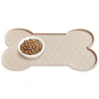 1PC Bone Shape Non-Slip Silicone Pet Placemat, Raised Edge Pet Feeding Tray For Food And Water, Anti-Spill Feed Mat For Small Medium Dogs And Cats, Easy Clean Purable Bowl Mat