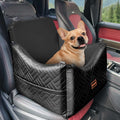 Waterproof PU Leather Dog Car Seat for Small Medium Dogs Under 35lbs, Detachable Cover, Memory Foam, Safety Belt & Storage Pockets