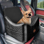 Waterproof PU Leather Dog Car Seat for Small Medium Dogs Under 35lbs, Detachable Cover, Memory Foam, Safety Belt & Storage Pockets