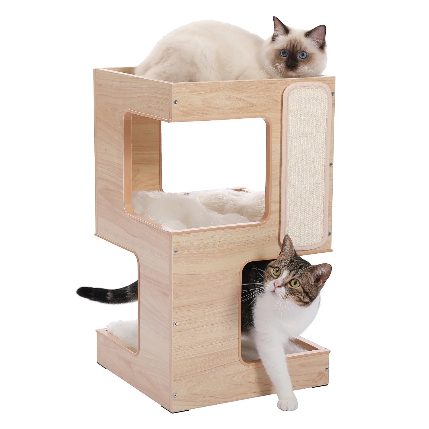 Mincy Pets Modern Wood Corner Cat Tree product photo.