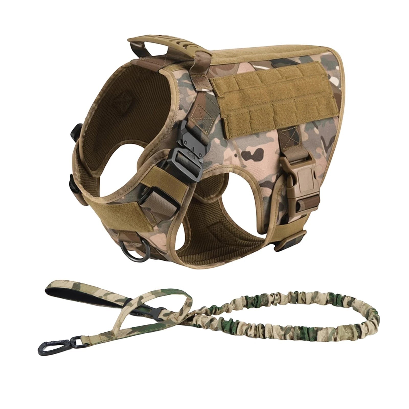 Mincy Pets Tactical Dog Harness with MOLLE Pouches & Leash product photo.