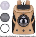 Large Pet Carrier Backpack for Fat Cats & Puppies, Airline-Approved, Bubble Window, Khaki