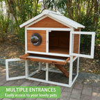 Ye Rabbit Hutch Outdoor: 2-tier Wooden Rabbit House with Waterproof Roof, Removable Tray, Viewing Window, Suitable for Small Animals like Guinea Pigs and Hamsters