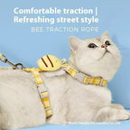 Cute Bee Cat Harness Leash Set I Shape Escape Proof Adjustable Chest Strap Lightweight Breathable Outdoor Walking Rope For Cat