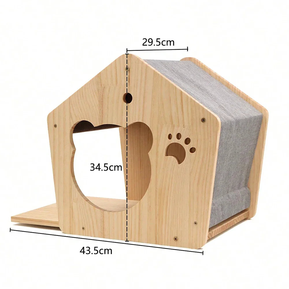 Mincy Pets Wooden Wall-Mounted Cat Climbing Shelves & Hammock product photo.