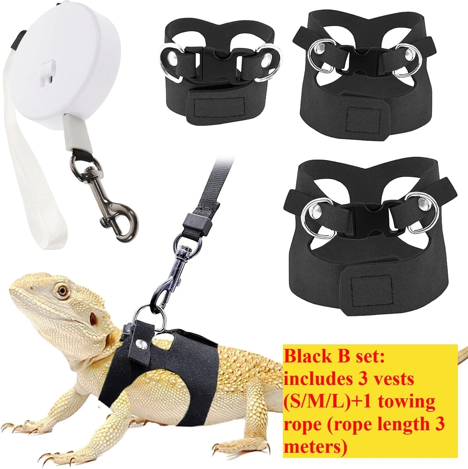 Mincy Pets Adjustable Reptile Harness & Leash Set product photo.