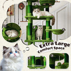 Large 70.87in Cat Tree W/2 Private Condos,3 Perches&Hanging Hammock,Skin-Friendly Short Plush&No Sharp Edges,Natural Sisal Scratching Areas,Safe & Stable for Multi-Cat Families,Kittens to Senior Cats