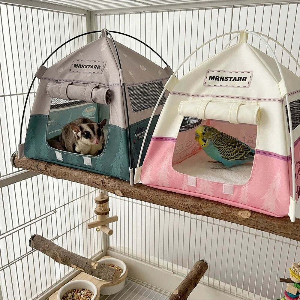 1PC Breathable Mesh Small Pet Tent Hamster Hideout Foldable Parrot Cage Nest Sugar Glider Sleeping Beds Guinea Pig Cozy Habitats