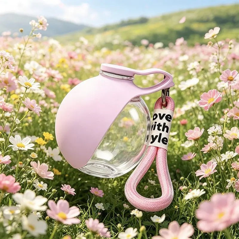 2-in-1 Portable Dog Water Bottle with Lanyard Hook Foldable Silicone Dog Bowl Leak-proof Compact Travel Pet Feeding Bottle