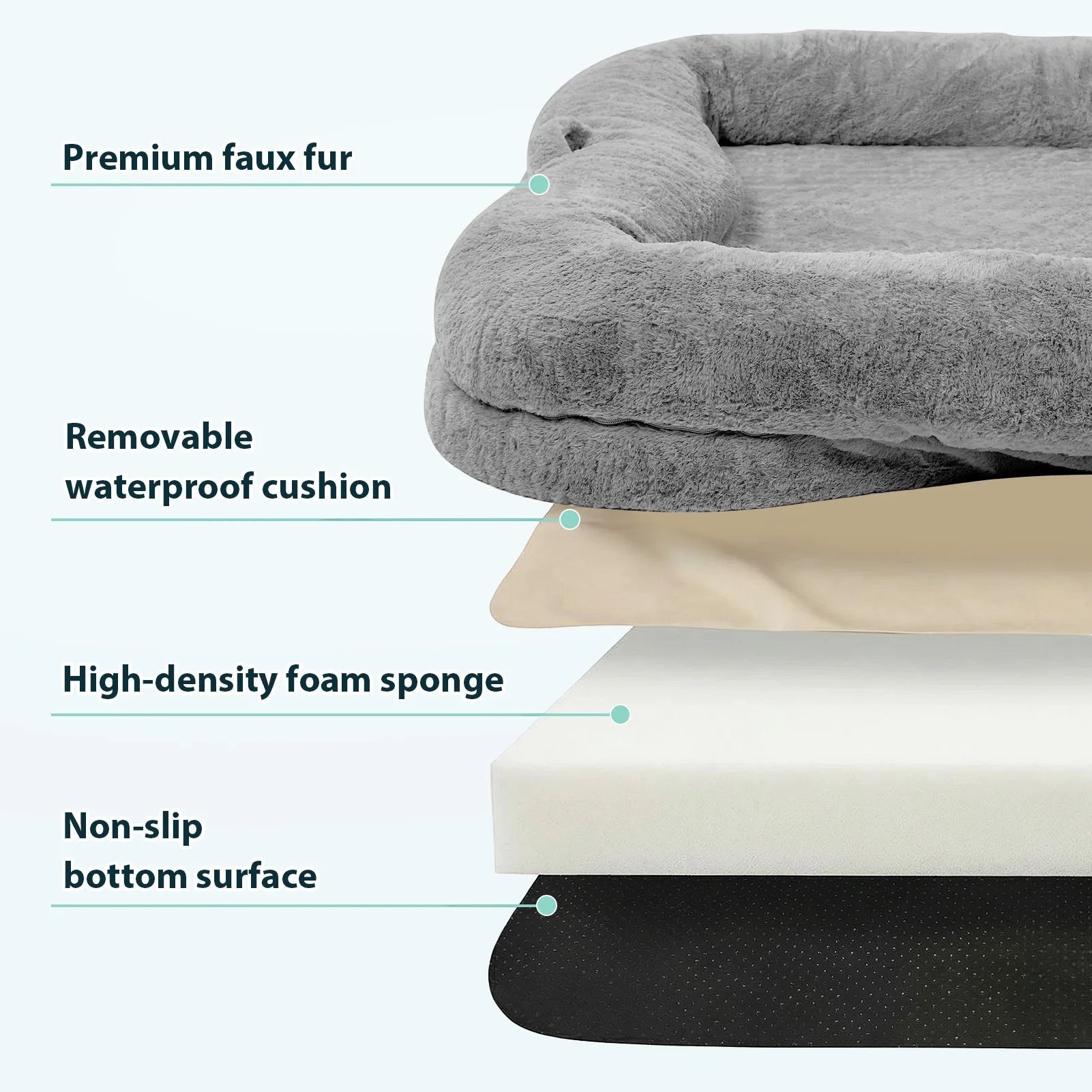 Human-Sized Faux Fur Dog Bed