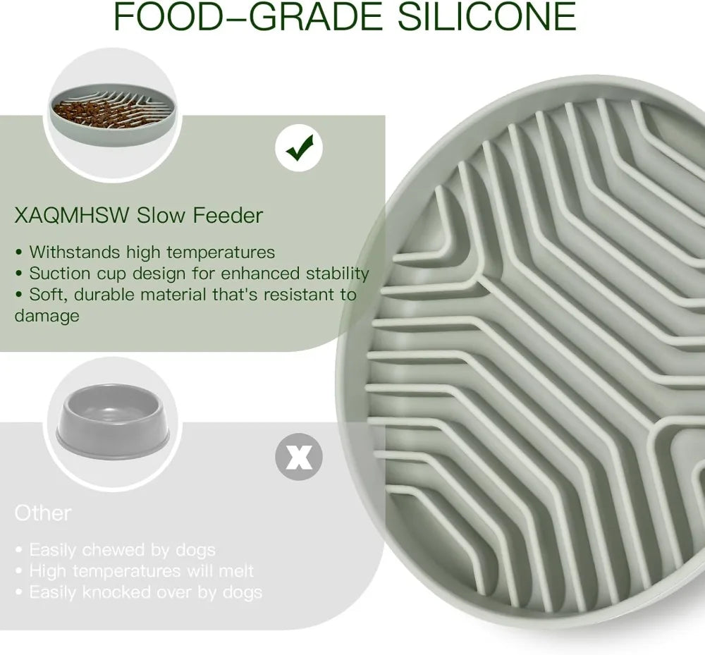 Slow Feeder Dog Bowls, Puzzle Silicone with Suction Cups, Anti-Choking, Non-Slip, Reduces Boredom & Anxiety for Medium to Small Dogs & Cats