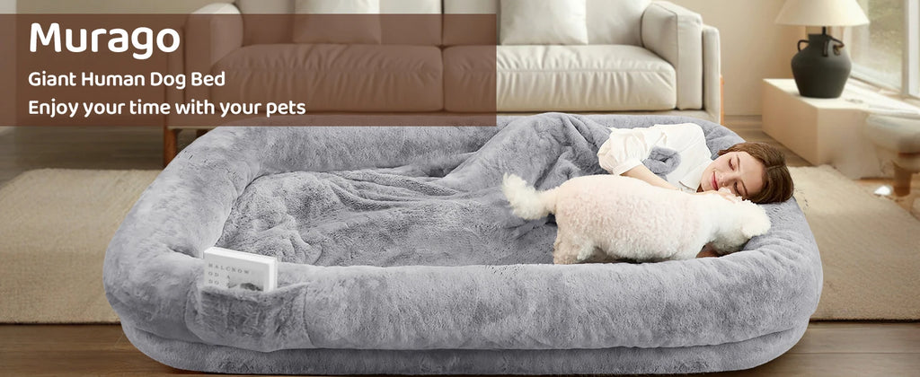 Kromax 71x43x10 Large Human Dog Bed for Adults Orthopedic Washable Cover Light Grey