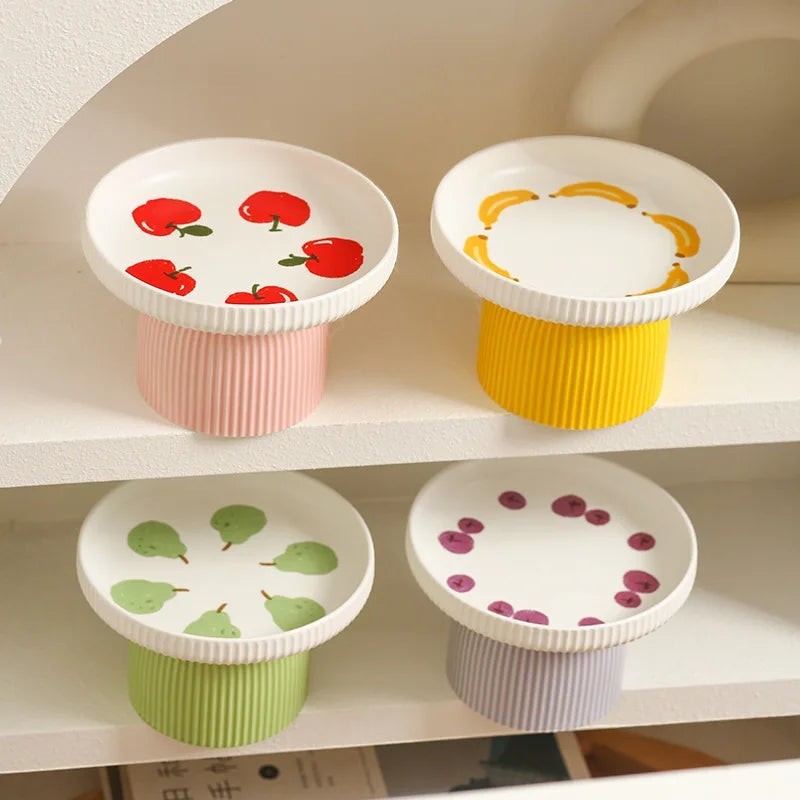Elevated Ceramic Cat Bowl Non-Slip Pet Food DishHeavy Base for Flat-Face Cats/Dogs, Neck Protection, Anti-Spill, Easy Clean
