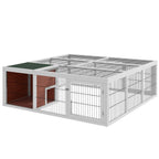 64" Large Rabbit Hutch Pet Cage Animal Poultry Garden Outdoor w/ Run Mesh Cover