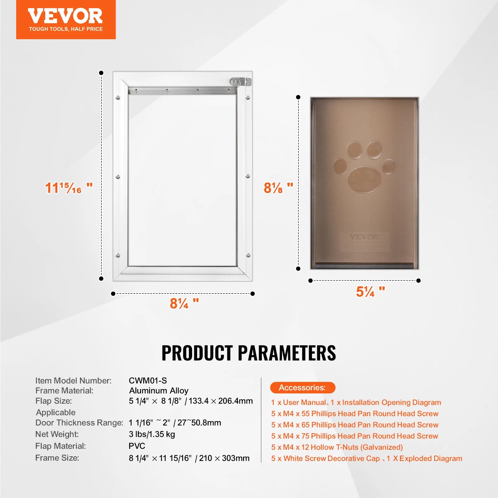 Mincy Pets Aluminum Pet Door with Lock & Weatherproof Flap product photo.