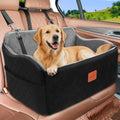 Memory Foam Dog Car Seat for Medium/Large Dogs, Booster Seat for Backseat with Safety Leashes, Black/Grey, Large