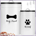 Extra Large 30+14 lbs Metal Dog Food Storage Containers Set of 2 Airtight Treat Jars with Lids & Scoops, Farmhouse Style