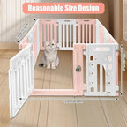Portable 13-Panel Dog Playpen with Door, Non-Slip and Secure, Ideal for Puppy Play and Exercise (Pink & White)