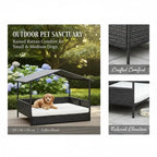 Rattan Outdoor Dog Bed with Canopy