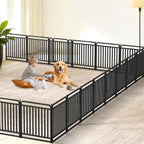 32 Inch Dog Playpen with Door, Heavy Duty Metal Exercise Pen for Large Medium Small Dogs, Foldable Outdoor Yard Fence 16 Panels