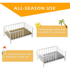 Elevated Dog Bed with Rails, Metal Frame & Solid Wood, Washable Mat, Medium 25.2x37.8in, White