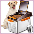 Stainless Steel Dog Food Container, 11lb/16lb Airtight Pet Food Storage Bin with Scoop, Keep Dry Food Fresh, Brown