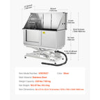Electric Lift Dog Washing Station 50in StainlessSteel w/PE Water Filter Board Faucet&Showerhead DogBathtub