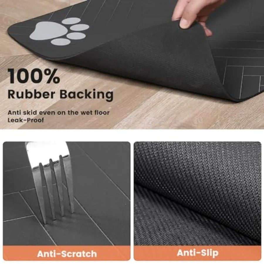 Pet Feeding Mat-Absorbent Pet Placemat for Food and Water Bowl, with Waterproof Rubber Backing, Quick Dry Water Dispenser Mat f