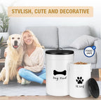 Extra Large 30+14 lbs Metal Dog Food Storage Containers Set of 2 Airtight Treat Jars with Lids & Scoops, Farmhouse Style