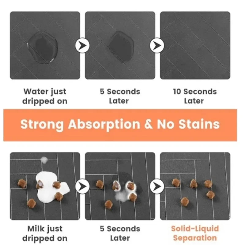 VIKAMA Diatomaceous Earth Pet Mat Waterproof, Non-Slip, Easy-Clean Bowl Mat Suitable for Cat and Dog Food and Water Bowls