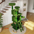 Large 70.87in Cat Tree W/2 Private Condos,3 Perches&Hanging Hammock,Skin-Friendly Short Plush&No Sharp Edges,Natural Sisal Scratching Areas,Safe & Stable for Multi-Cat Families,Kittens to Senior Cats