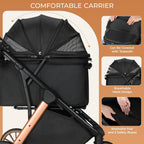 Foldable Pet Stroller for Medium Dog Cat,Pet Travel Carrier,Adjustable Handle with Sun Shade,Shock Absorbers,All-Terrain