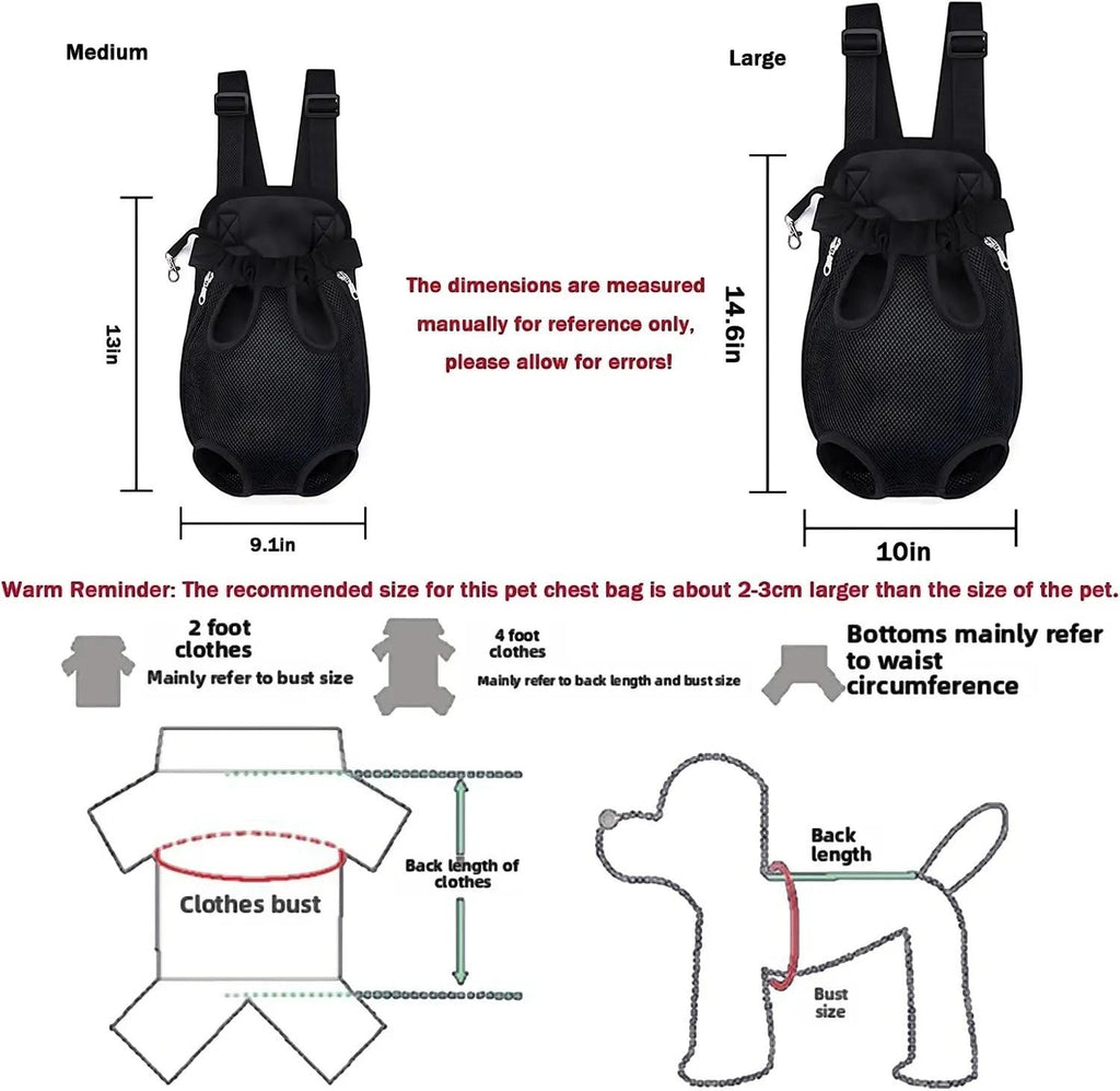 Pet Carrier Backpack for Small Medium Dogs Cats 5-18 Lbs, Legs Out, Adjustable Pet Front Carrier for Hiking Camping Traveling